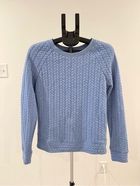 Light Blue Cable-Knit Crewneck Pullover Sweater